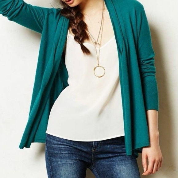 Anthropologie Angel of the North Cashmere Cotton Pleated Cardigan Size Medium - Picture 11 of 15